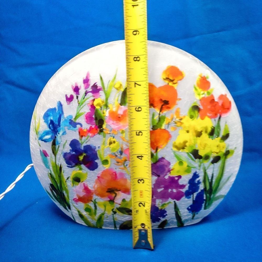 Spring Florals Glass Lighted Vase Signed Home Decor Illumination - Picture 13 of 14